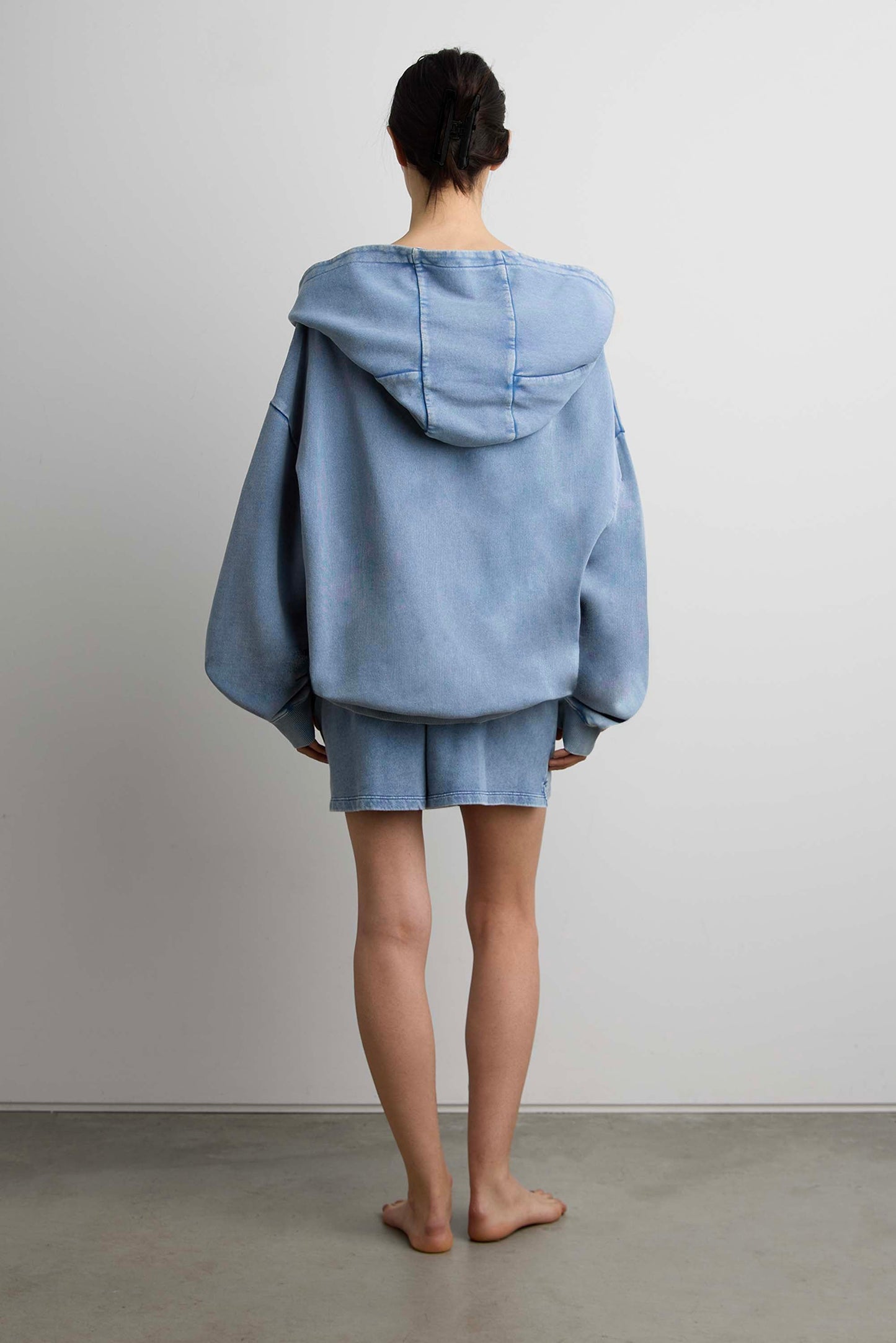GARMENT DYED SLOUCHY OFF THE SHOULDER HOODIE