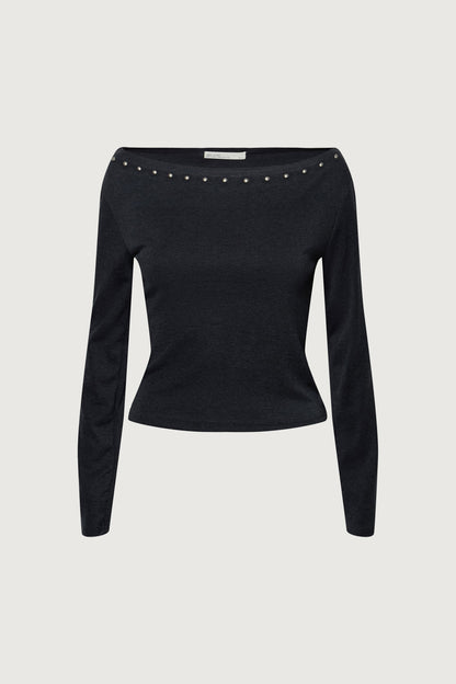 STUD DETAIL OFF THE SHOULDER TOP