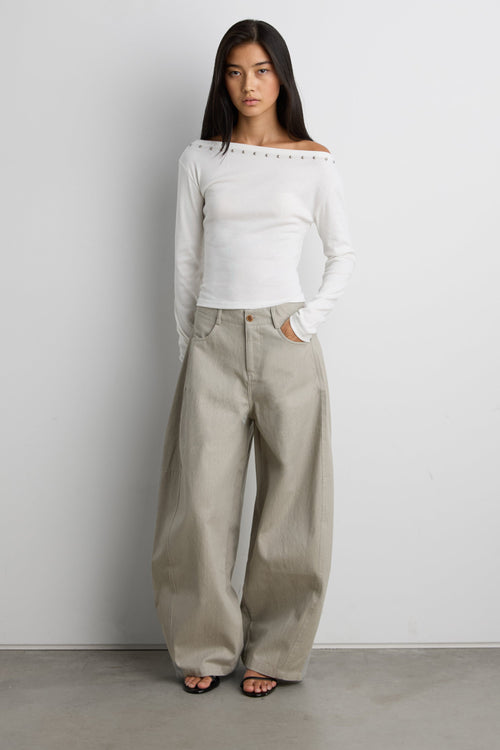 STUD DETAIL OFF THE SHOULDER TOP