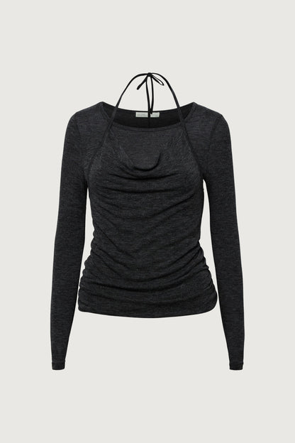 HEATHERED OVERLAY TOP