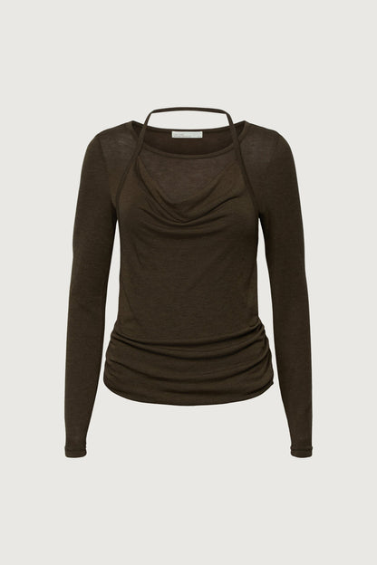 HEATHERED OVERLAY TOP