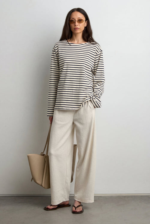 RELAXED STRIPED BOAT NECK TOP