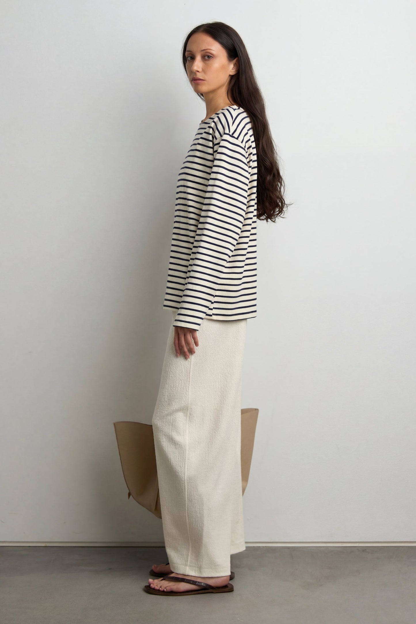 RELAXED STRIPED BOAT NECK TOP