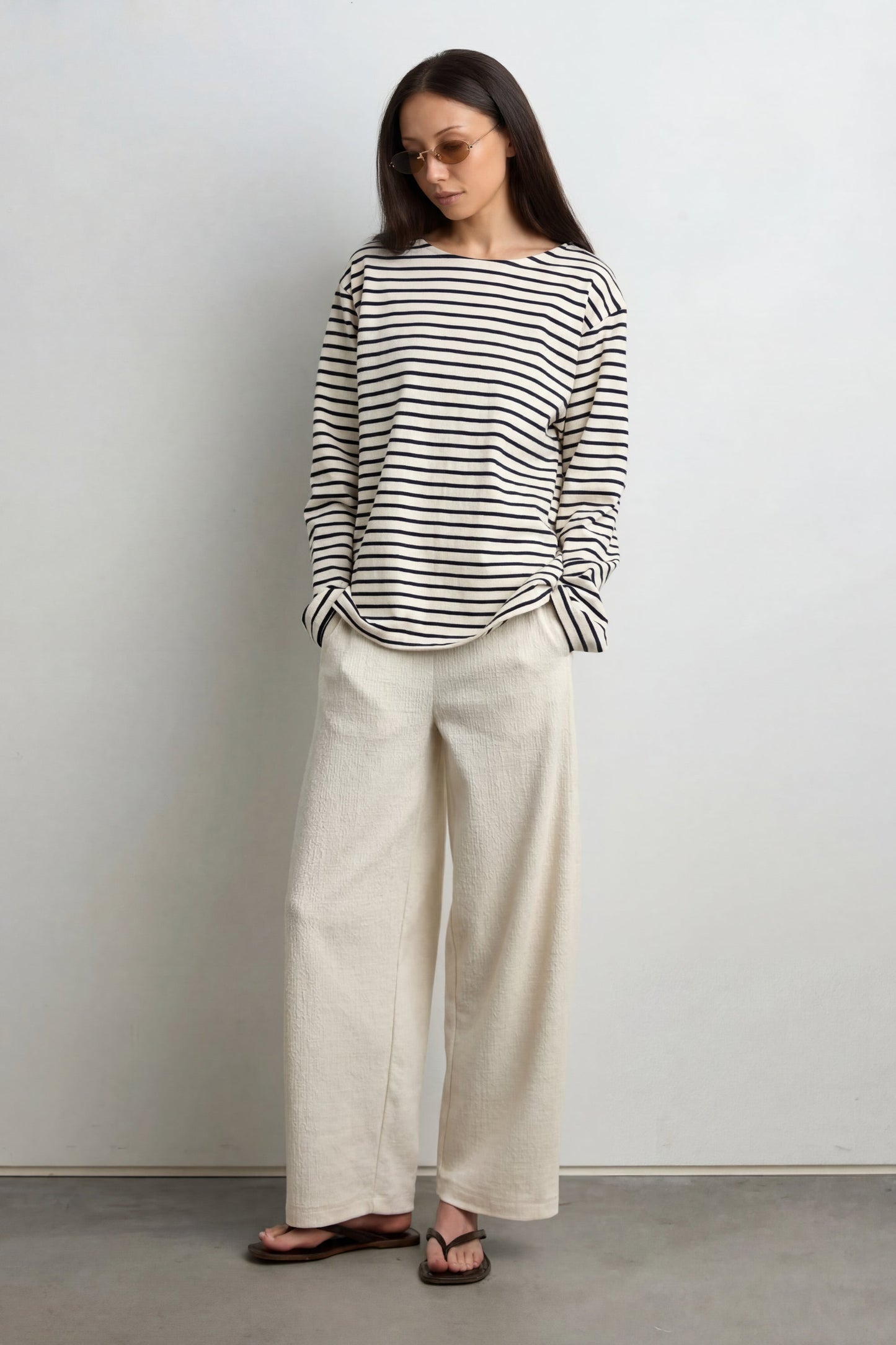 RELAXED STRIPED BOAT NECK TOP
