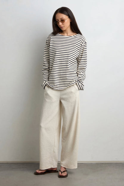 RELAXED STRIPED BOAT NECK TOP