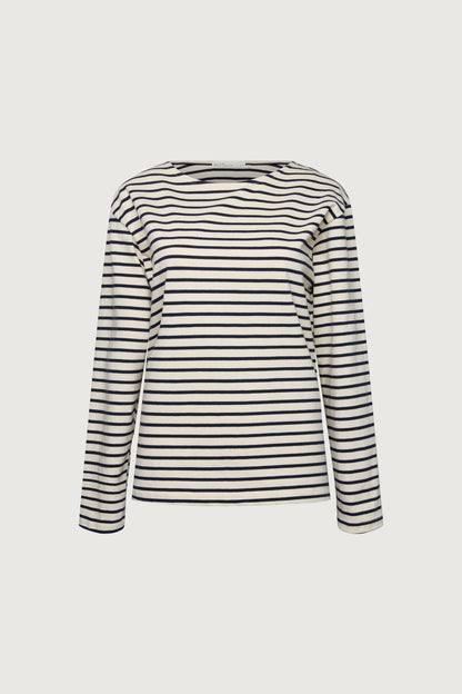 RELAXED STRIPED BOAT NECK TOP