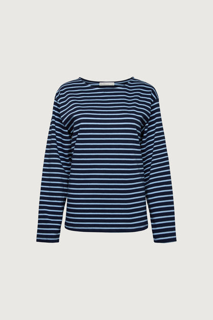 RELAXED STRIPED BOAT NECK TOP