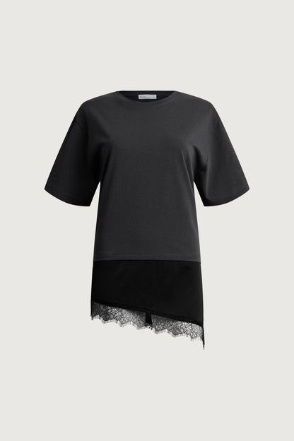 ASYMMETRICAL TOP WITH LACE TRIM
