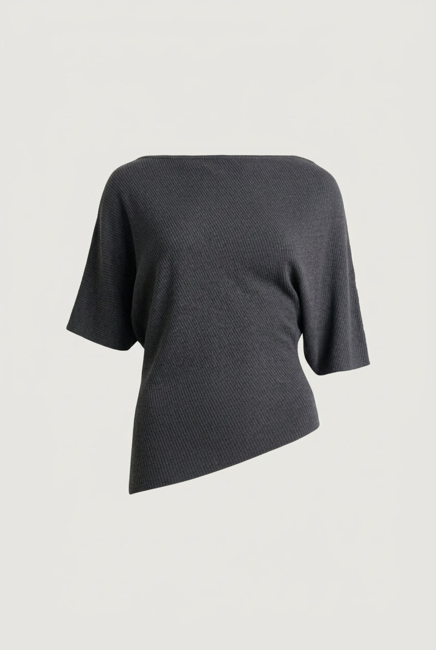 TEXTURED BOAT NECK DROP SLEEVE KNIT PULLOVER