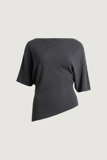 TEXTURED BOAT NECK DROP SLEEVE KNIT PULLOVER