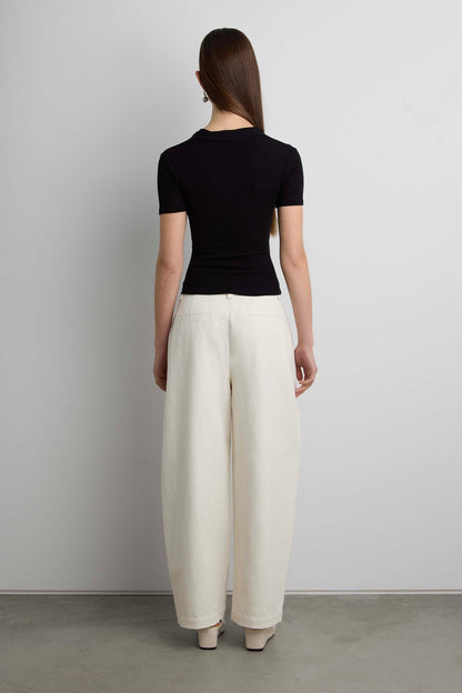 GATHERED V-NECK SURPLICE T-SHIRT