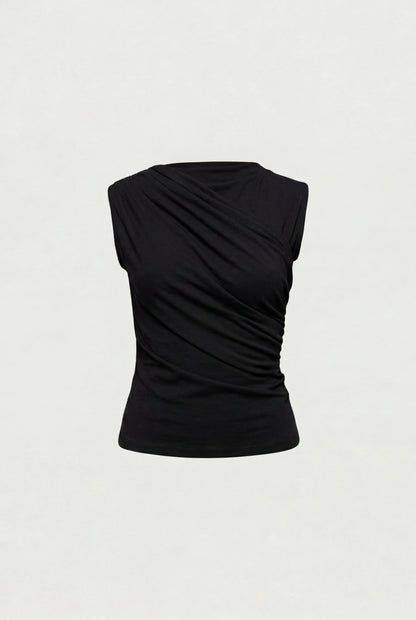 SIDE GATHER SLEEVELESS TOP