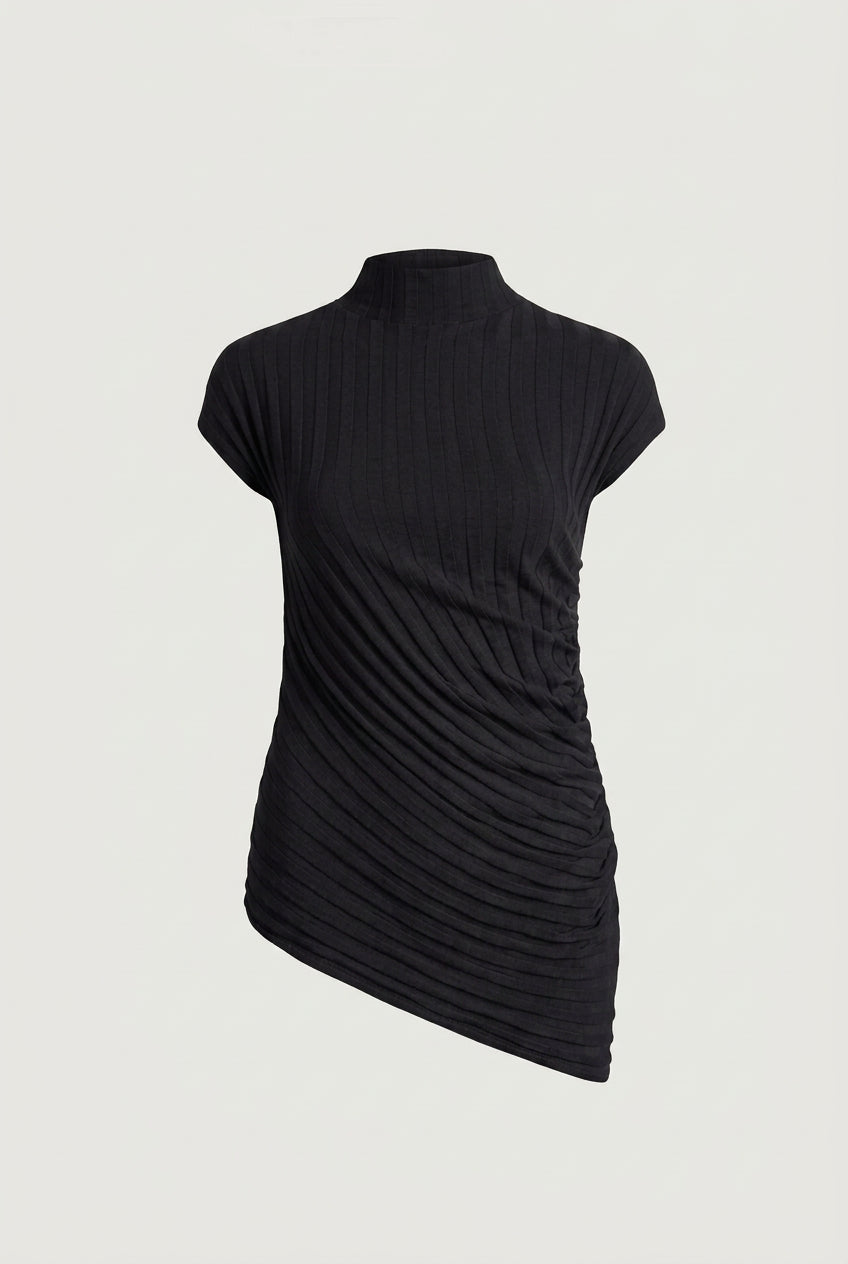 RIBBED TOP WITH SIDE GATHER DETAIL