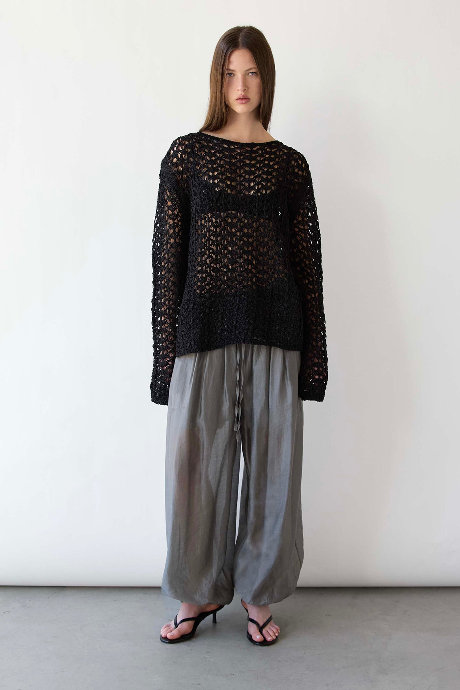 NET STITCH LONG SLEEVE TOP
