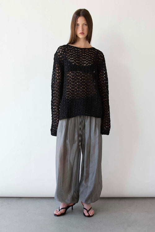NET STITCH LONG SLEEVE TOP