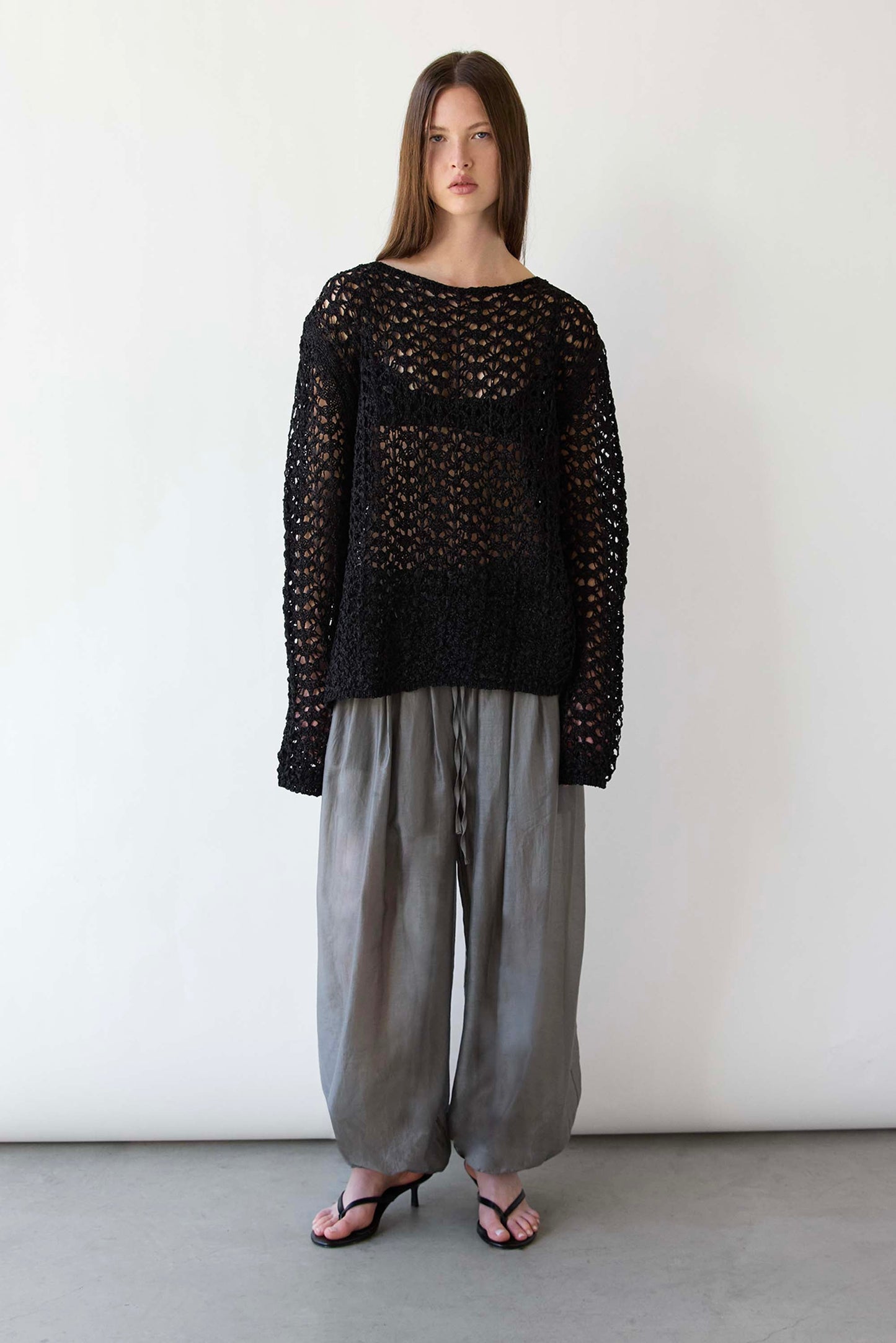 NET STITCH LONG SLEEVE TOP