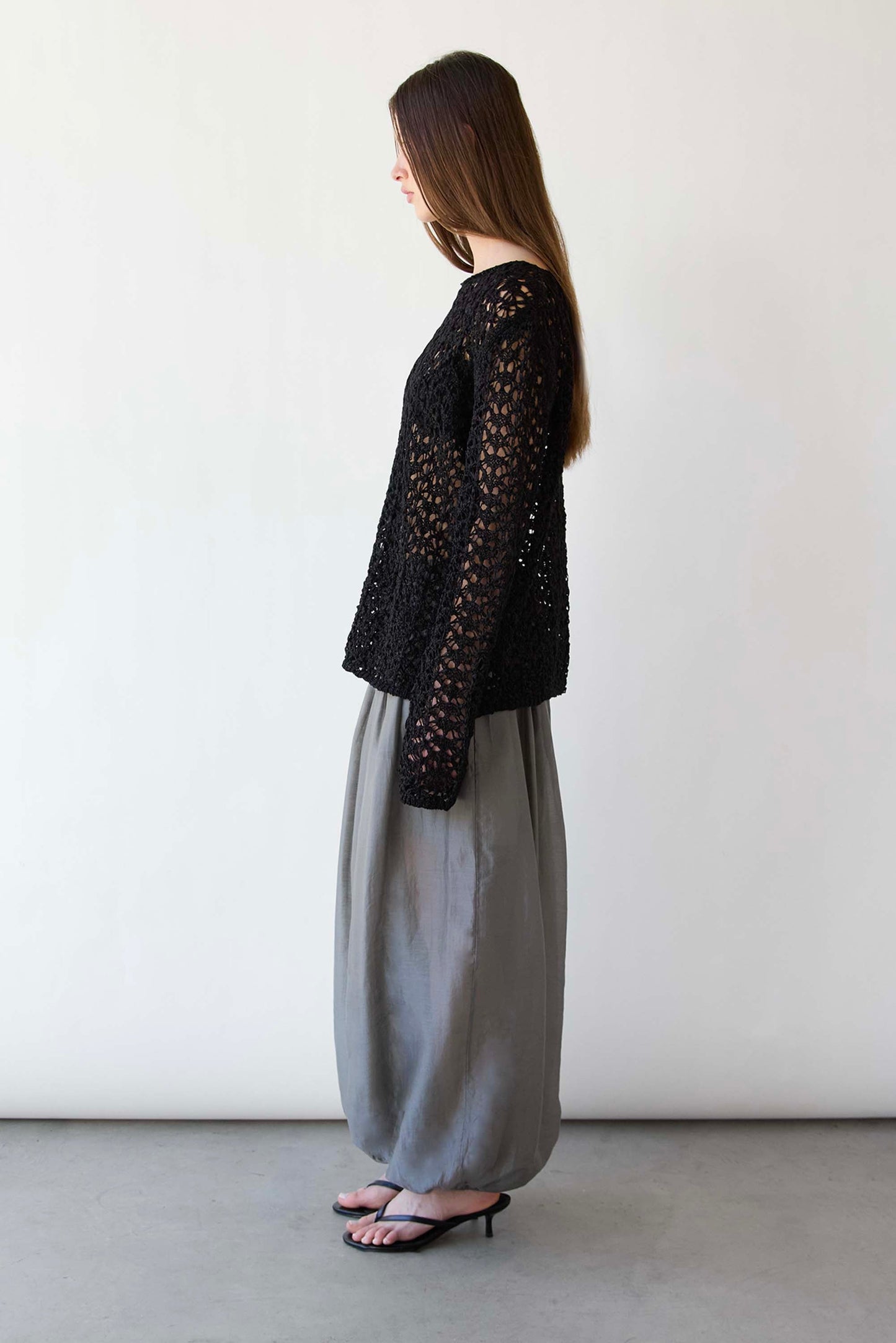 NET STITCH LONG SLEEVE TOP