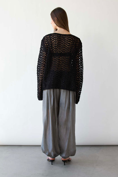 NET STITCH LONG SLEEVE TOP