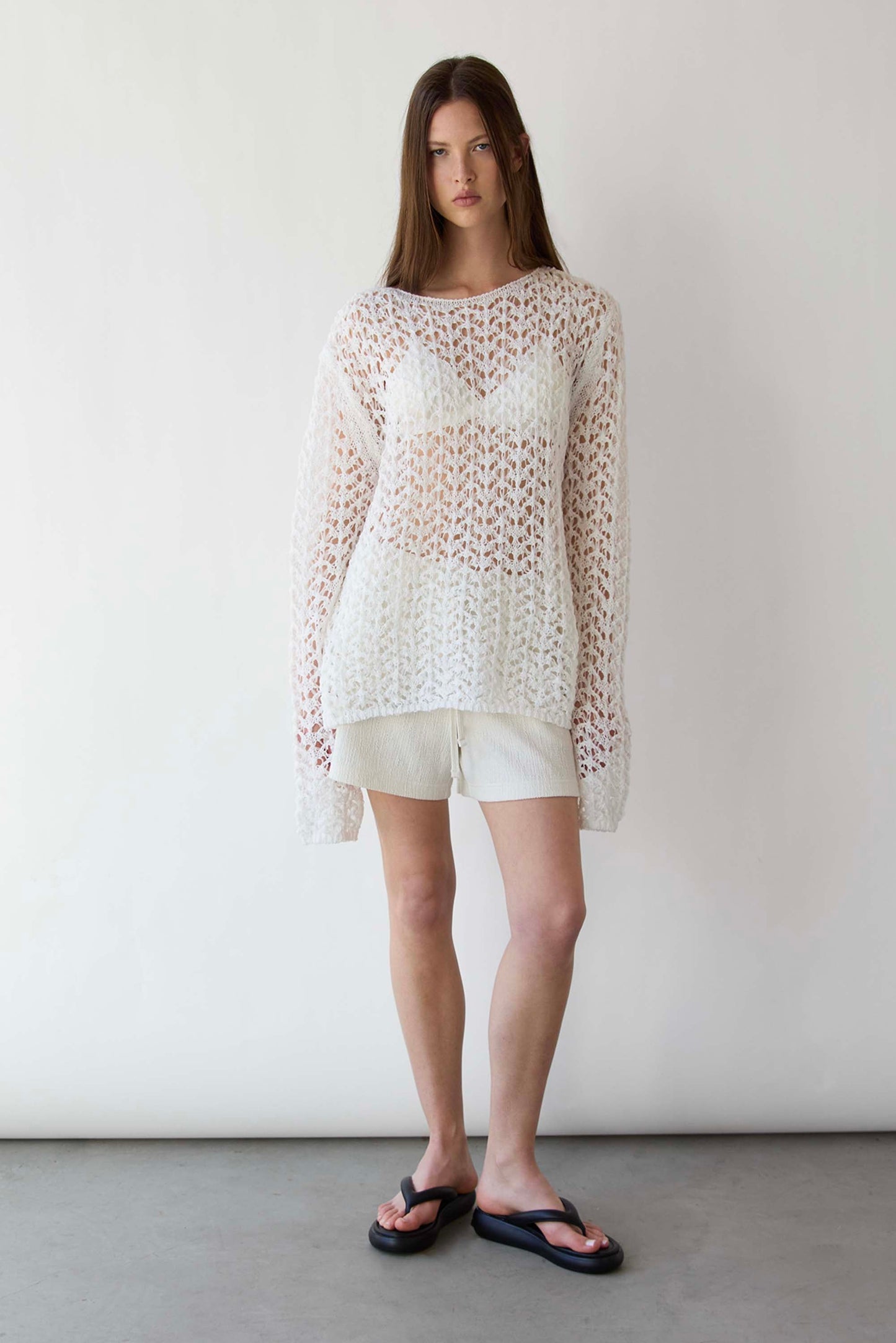 NET STITCH LONG SLEEVE TOP