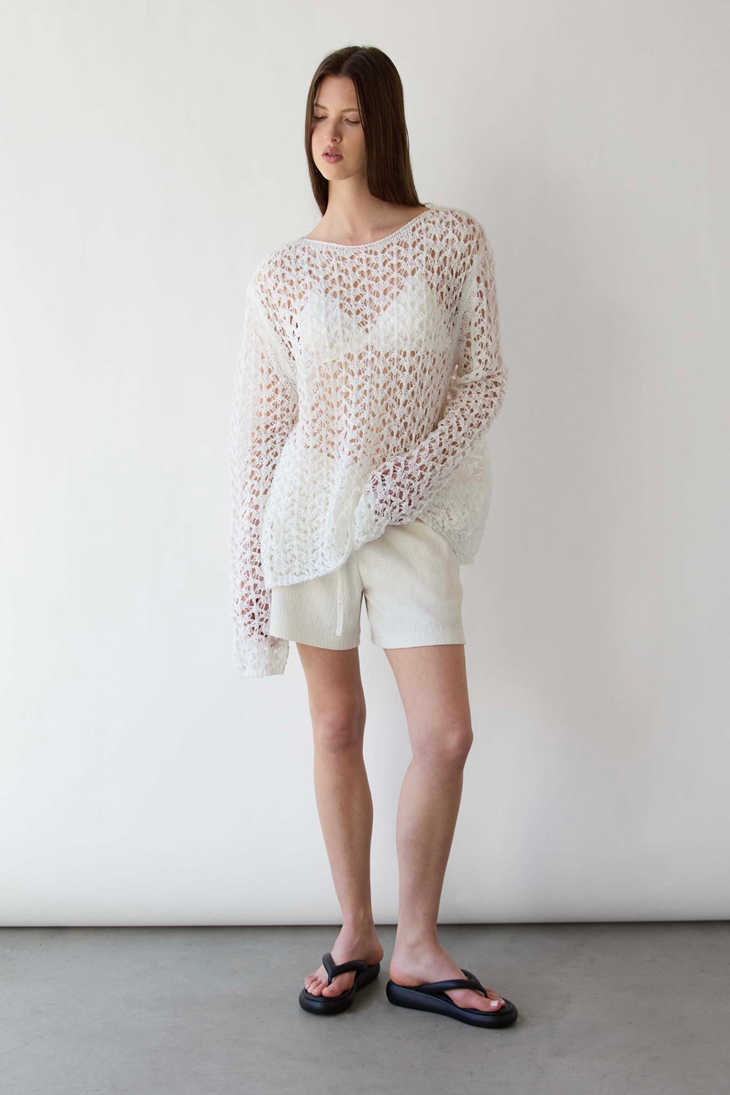 NET STITCH LONG SLEEVE TOP