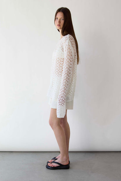 NET STITCH LONG SLEEVE TOP