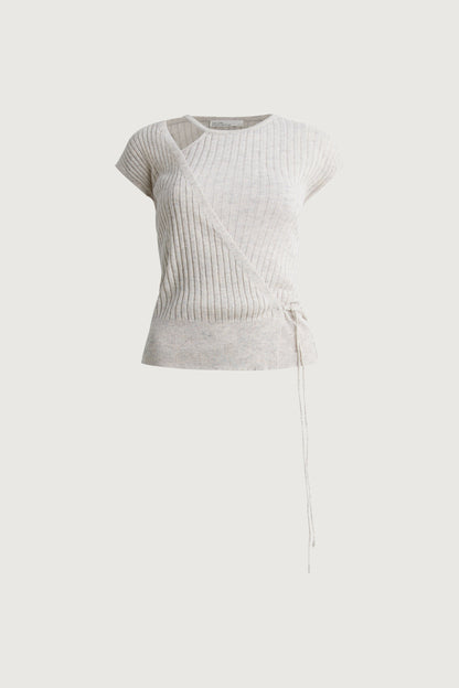 RIBBED CUT OUT TOP WITH TIE FRONT DETAIL