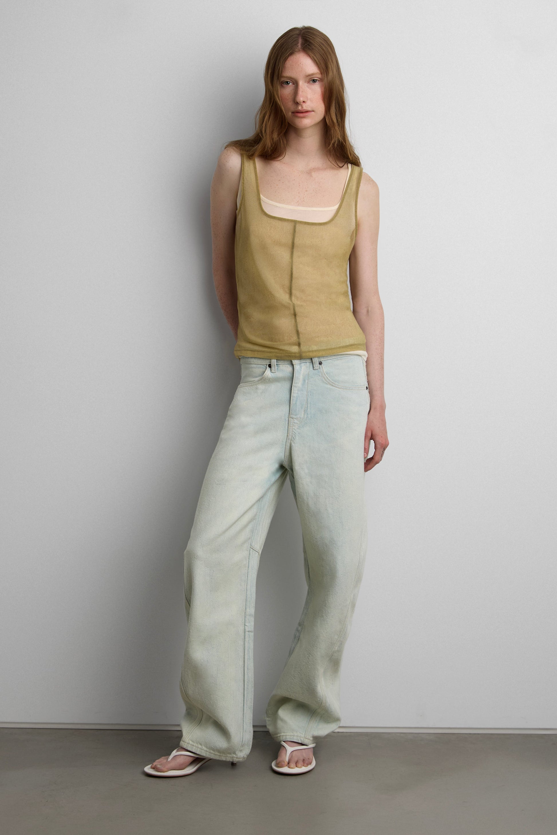 SHEER LAYERED TOP WITH PIPING DETAIL