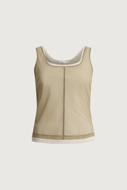 SHEER LAYERED TOP WITH PIPING DETAIL