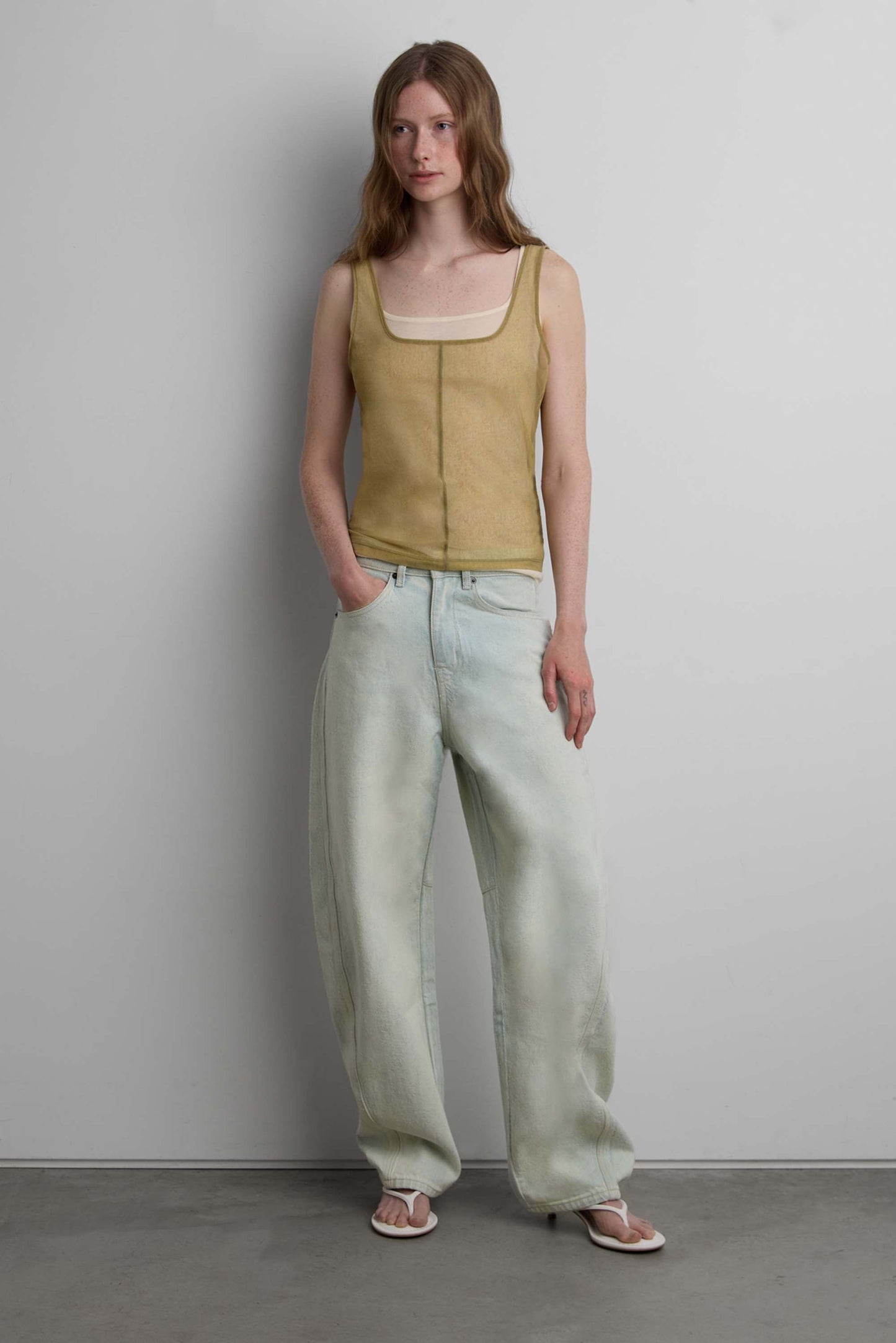 SHEER LAYERED TOP WITH PIPING DETAIL