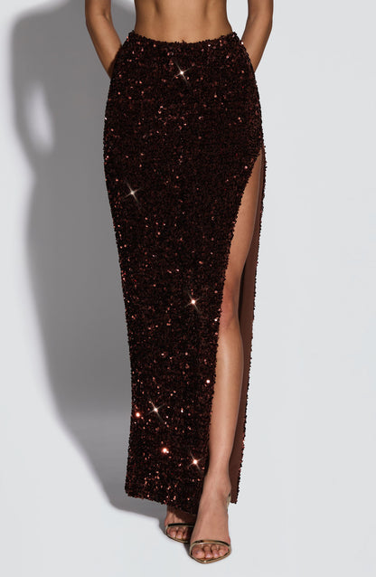 Inaya Maxi Skirt - Plum Brown