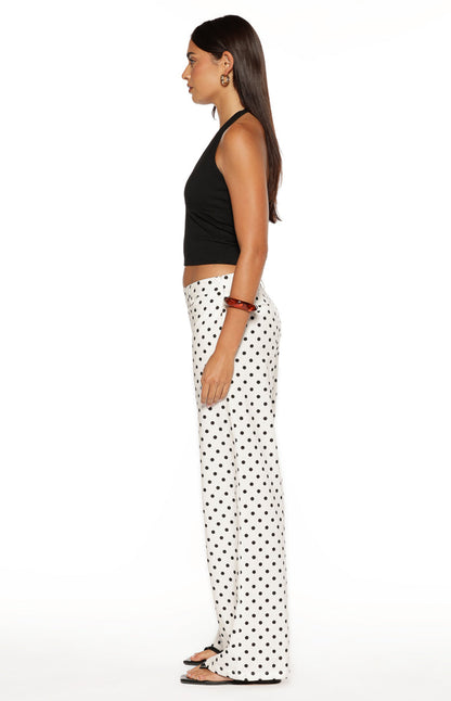 Loreta White Polka Dot Low Waist Pants