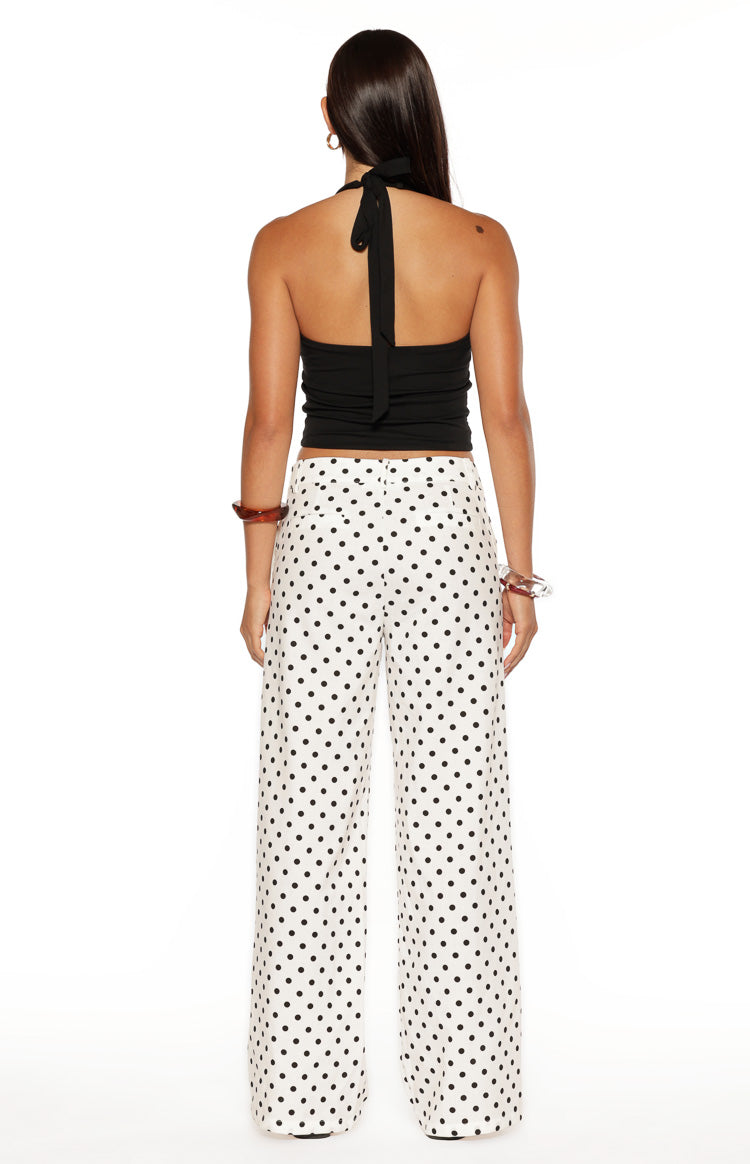 Loreta White Polka Dot Low Waist Pants