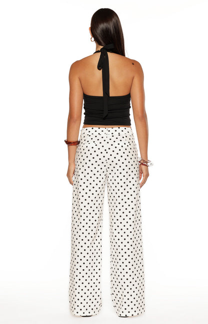 Loreta White Polka Dot Low Waist Pants