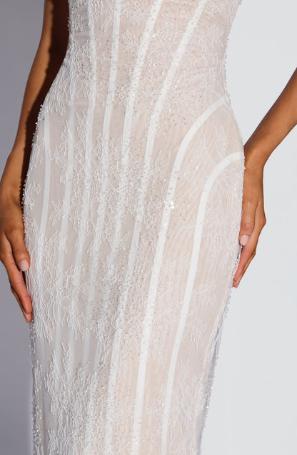 Sian Maxi Dress - Ivory Embellishment